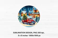 Christmas Truck with Fir Tree. 3 Round Christmas Ornaments Product Image 4