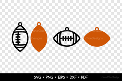 American Football Earrings SVG, Rugby Ball Jewelry Template Product Image 2