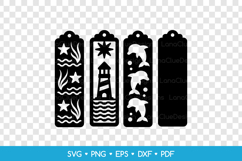 3 Bookmarks with Summer and Sea Pattern SVG Laser Cut Product Image 2