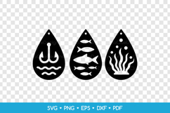 3 Teardrop Sea Earrings SVG, Ocean Jewelry Laser Cut Files Product Image 2