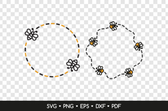 2 Round Bee Monogram Frames SVG, Circle Summer Frames Product Image 2