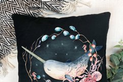 Narwhal in Ocean Wreath Sublimation Design Product Image 2