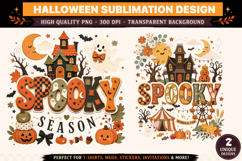 Spooky Season Sublimation PNG | Cute Halloween Haunted House Product Image 1