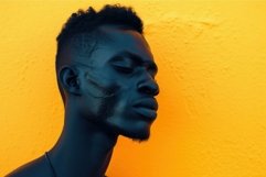 Artistic portrait of a man against orange background Product Image 1