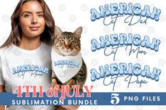 American Cat Mama Papa 4th of July USA Paw DTF PNG Bundle Product Image 1