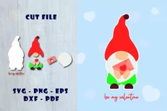 Gnome valentine svg with letter, heart. Be my valentine Product Image 1