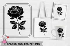 Rose Florals Silhouette Svg, Rose Flowers Silhouette Svg, Product Image 1