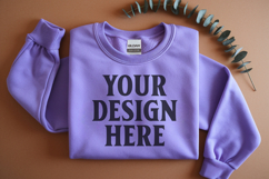 Gildan 18000 Purple Folded Flat Lay Mockups Product Image 1