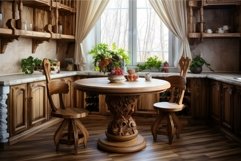 Cozy traditional kitchen interior with round table Product Image 1