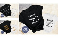 Black T-shirt & Baby Bodysuit Mockup Plain background PSD Product Image 1