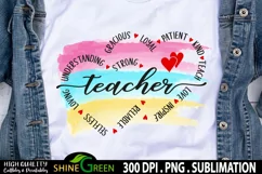 Teacher Sublimation Watercolor PNG - Teach Love Inspire Product Image 1