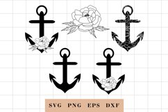 Anchor svg, Floral anchor svg, Nautical svg files for cricut Product Image 1