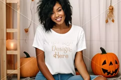 Halloween T-Shirt Mockup Women, White T-Shirt Mockup, d43 Product Image 2