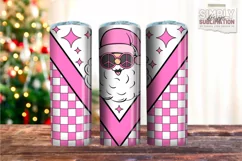 Pink Retro Santa Sublimation Skinny Tumbler Wrap| 20oz | Png Product Image 2