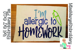 Allergic To Homework Embroidery Design  Product Image 1