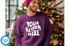 Purple men Sweatshirt empty space Mockup, christmas Gildan Product Image 1