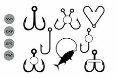 Fish Hook SVG, Fish monogram svg, fishing svg, Fish SVG, svg Product Image 2