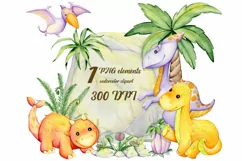 Watercolor dinosaurios, Animal clip art, Dinosaur party, fai Product Image 1