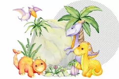 Watercolor dinosaurios, Animal clip art, Dinosaur party, fai Product Image 3
