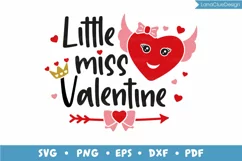 Little Miss Valentine, Girl Valentine, Valentines Day SVG Product Image 2