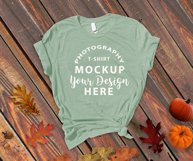 Bella Canvas 3001 Mock-up fall themed Heather Mint Product Image 2