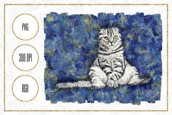 Funny Van Gogh Cat - Cat Gogh PNG Design For Sublimation Product Image 3
