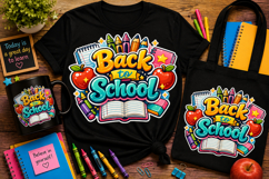 Back to School PNG | Colorful School Sublimation Design Product Image 1