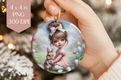 Girl with Bunny Ornament PNG Product Image 1