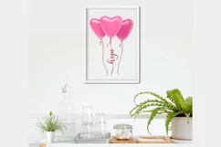 Heart balloons with pink ribbon Hope png breast cancer Product Image 2