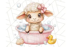 Farm Animal Babies in Bubble Bath PNG, Nursery Clipart Product Image 5