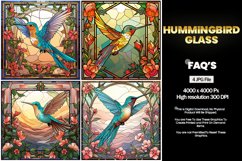 Hummingbird Stained Glass Square Coaster - 04 Variations Product Image 2