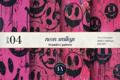 Black &amp; Pink Smiley Face Digital Paper| Neon Street graffiti Product Image 1