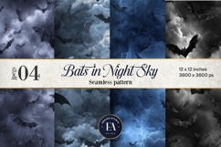 Bats Night Sky Pattern, Dark Gothic Bat Seamless Paper Product Image 1