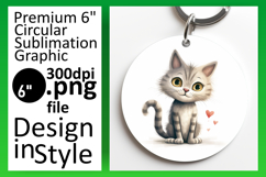 Whimsical Round Design Keychain PNG , Cute Cat Product Image 1