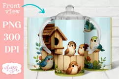 Cute birds sippy cup sublimation PNG, Kids tumbler template Product Image 1