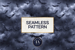 Bats Night Sky Pattern, Dark Gothic Bat Seamless Paper Product Image 2
