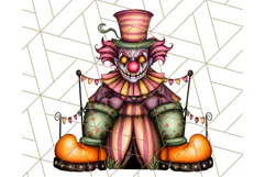 Creepy Clown Halloween PNG Clipart, Spooky Circus Art Product Image 5