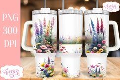 Watercolor wildflowers 40 oz tumbler PNG for sublimation Product Image 6
