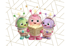 Alien Christmas Clipart, Cute Outer Space Holiday PNG Product Image 5