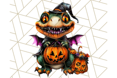 Bright Halloween Dinosaur PNG Clipart with Holiday Elements Product Image 5