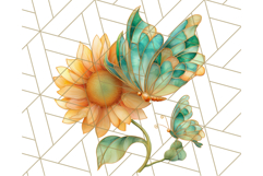 Stained Glass Butterfly and Sunflower PNG Clipart Product Image 5