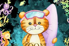 Cute Little Tiger clipart. watercolor illustration. baby tig Product Image 4