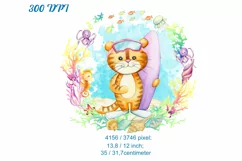 Cute Little Tiger clipart. watercolor illustration. baby tig Product Image 3