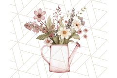 Watering Can Flowers PNG, Rustic Floral Watercolor Clipart Product Image 2