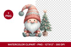 png watercolor clipart - cute gnome Product Image 1