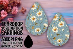 Sublimation Teardrop Earring with Spring Boho Blooms Product Image 1