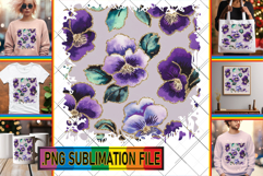 Dazzling Tote Bag Designs PNG, Flower Pattern Product Image 1