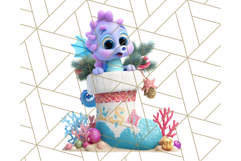 3D Under the Sea Christmas Clipart, Ocean Christmas PNG Product Image 5