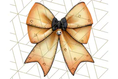Muted Halloween Bow Clipart, Fall Ribbon PNG Autumn Hair Bow Product Image 5
