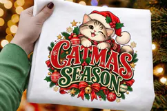 Catmas Season Cute Kitten Wearing Santa Hat PNG - Holiday Product Image 1
